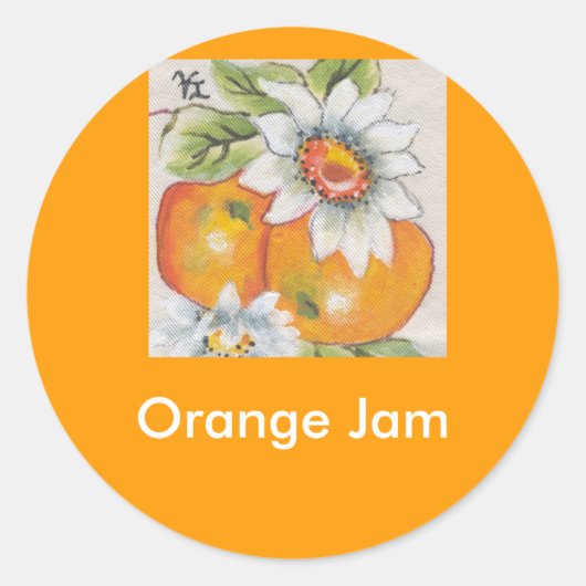 oranje jam ronde sticker (Voorkant)