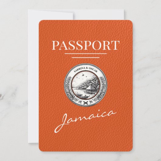 Oranje Jamaica Passport Bewaar de datum Save The Date (Voorkant)