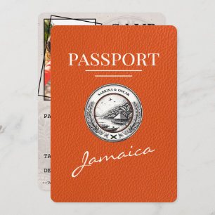 Oranje Jamaica Passport Bewaar de datum Save The Date