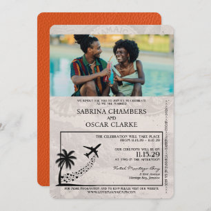 Oranje Jamaica Passport bruiloft uitnodiging