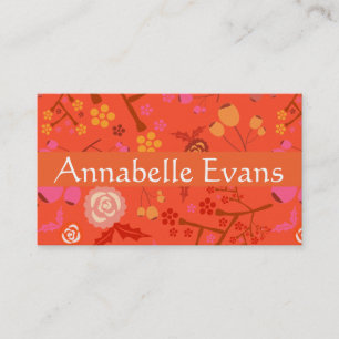 Oranje Japans Floral Pattern personaliseert Visitekaartje