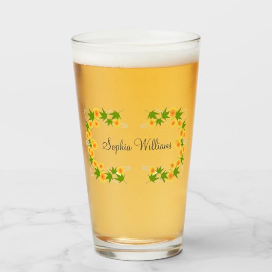 Oranje japanse bloemen glas (Voorkant gevuld)