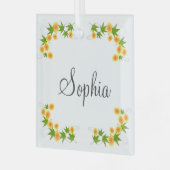 Oranje japanse bloemen glas ornament (Voorkant links)