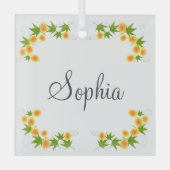 Oranje japanse bloemen glas ornament (Voorkant)