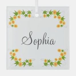Oranje japanse bloemen glas ornament