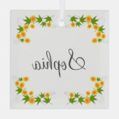 Oranje japanse bloemen glas ornament (Achterkant)