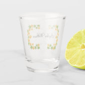 Oranje japanse bloemen shot glas (Achterkant)