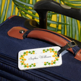 Oranje japanse bloemetjes wit bagagelabel