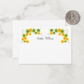 Oranje japanse bloemetjes wit notitiekaartje (Voorkant / Achterkant in situ)