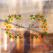 Oranje japanse bloemetjes wit raamsticker (Vel 2)