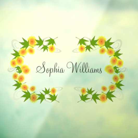 Oranje japanse bloemetjes wit raamsticker (Vel 3)