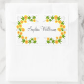 Oranje japanse bloemetjes wit rechthoekige sticker (Tas)