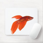 Oranje Japanse gevechten Siamese Betta Fish Muismat (Met muis)