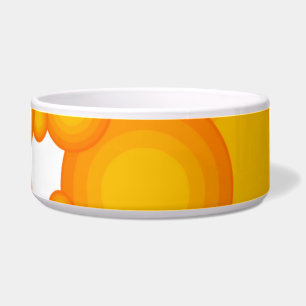 Oranje jaren 70 styling cirkels als bellen voerbakje