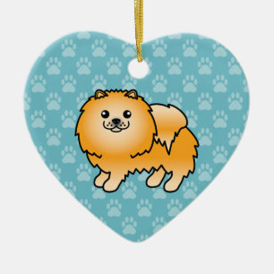 Oranje Jas Pomeranian Cartoon Illustratie Keramisch Ornament