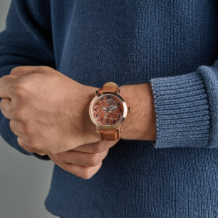 Oranje Jasper Stone Pattern Horloge