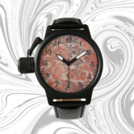 Oranje Jasper Stone Pattern Horloge