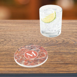 Oranje Jasper Stone Pattern Monogram Zandsteen Onderzetter