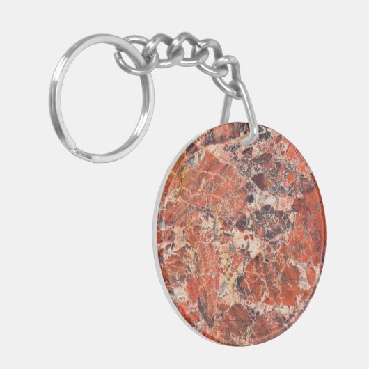 Oranje Jasper Stone Pattern Sleutelhanger (Voorkant Links)