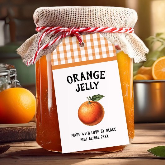 Oranje jelly Preserve Label geruit patroon Cadeaulabel