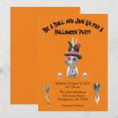 Oranje Jongen Voodoo Doll Halloween Party Invitati Kaart (Voorkant / Achterkant)