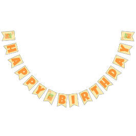 Oranje Juice Box Happy Birthday Vlaggetjes