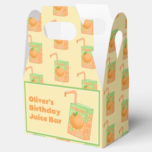Oranje Juice Box Verjaardagsfeestje Bedankdoosjes (Geopend)