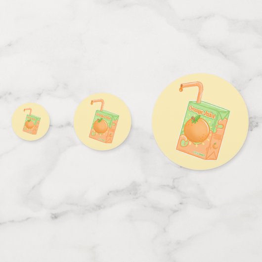 Oranje Juice Box Verjaardagsfeestje Confetti (Achterkanten)