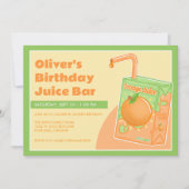 Oranje Juice Box Verjaardagsfeestje Kaart (Voorkant)