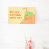Oranje Juice Box Verjaardagsfeestje Spandoek (Insitu)
