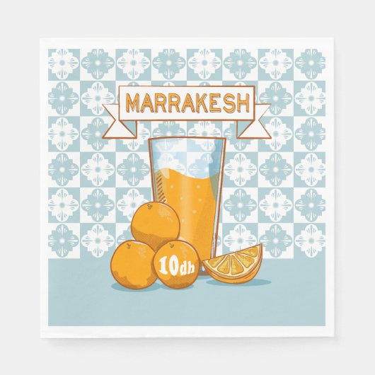 Oranje Juice Marrakesh Marokko Servet (Voorkant)