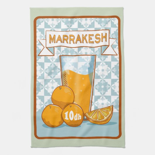 Oranje Juice Marrakesh Marokko Theedoek (Verticaal)