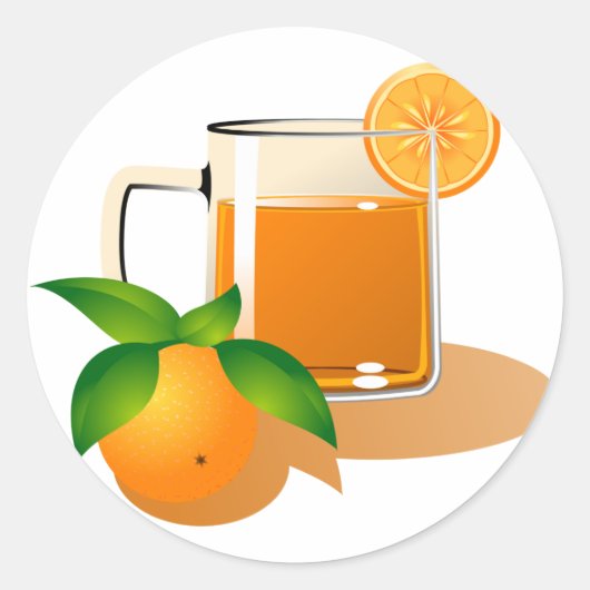 Oranje Juice Ronde Sticker (Voorkant)