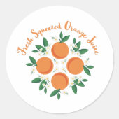 Oranje Juice Ronde Sticker (Voorkant)