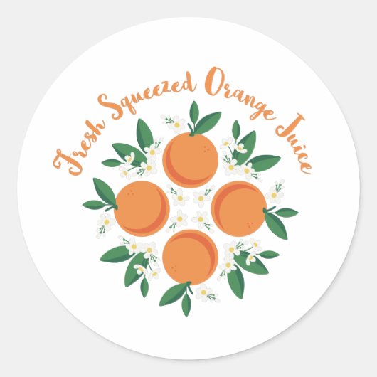 Oranje Juice Ronde Sticker (Voorkant)
