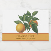 Oranje Juice Wedding Favor Botanical Leaves Citrus Likeurfles Etiket (Enkel label)