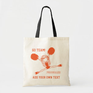 Oranje juichende cheerleader meisje tote bag