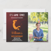 Oranje Jump Basketball Verjaardagsuitnodiging Kaart (Voorkant)