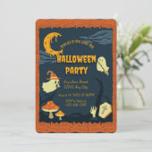Oranje kaars Spooky Halloween Party Invitation Kaart (Staand voorkant)