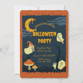 Oranje kaars Spooky Halloween Party Invitation Kaart
