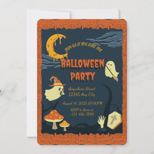 Oranje kaars Spooky Halloween Party Invitation Kaart (Voorkant)