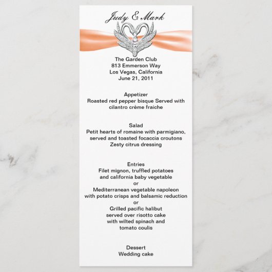 Oranje Kaart van het Menu van de Zilveren van het (Voorkant)