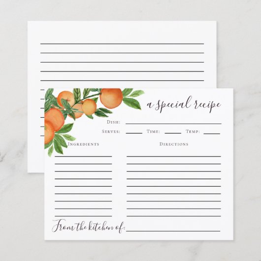 Oranje Kaart voor het Vrijgezellenfeest van Citrus (Voorkant / Achterkant)