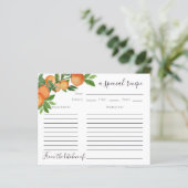 Oranje Kaart voor het Vrijgezellenfeest van Citrus (Staand voorkant)