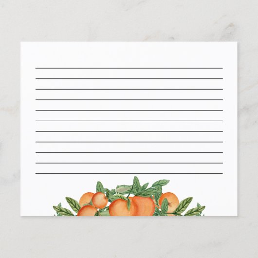 Oranje Kaart voor het Vrijgezellenfeest van Citrus (Achterkant)