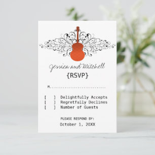 Oranje Kaarten voor gitaarrespons RSVP Kaartje