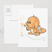 Oranje Kacheek die op een paardebloem dit wensen Briefkaart (Voorkant / Achterkant)