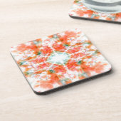 Oranje kaleidoscooppatroon drankjes onderzetter (Linkerzijde)