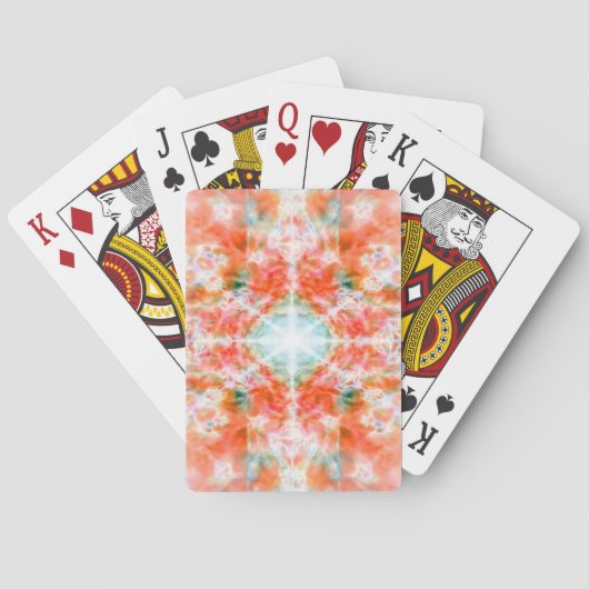 Oranje kaleidoscooppatroon speelkaarten (Achterkant)