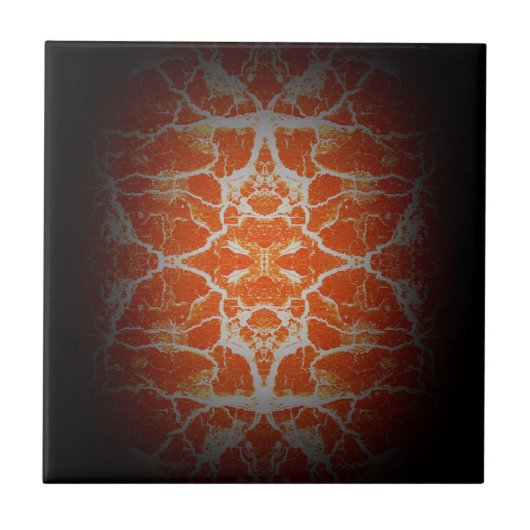 Oranje kaleidoscooppatroon tegeltje (Voorkant)